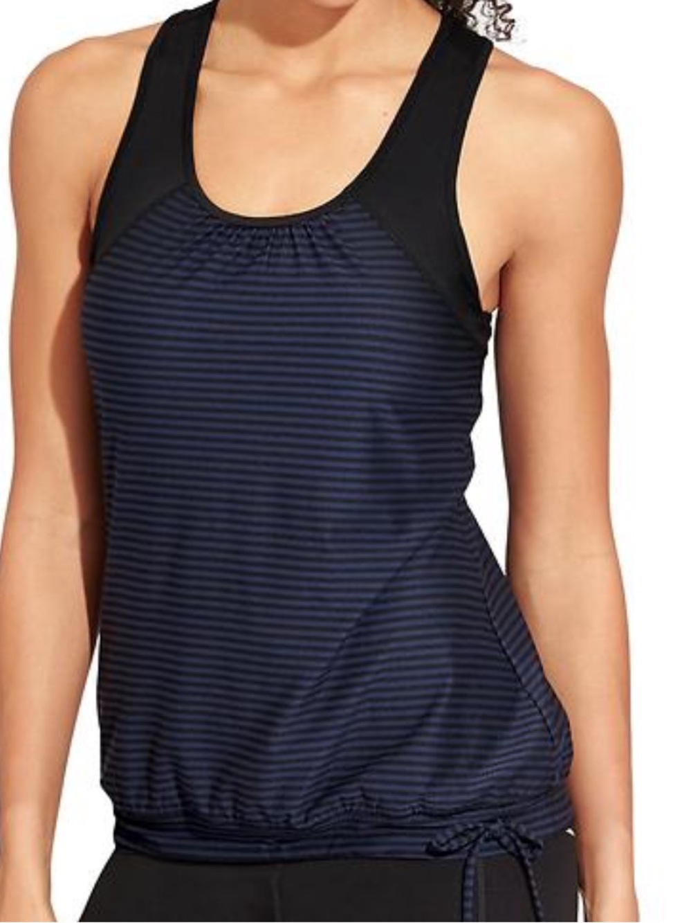 Athleta Striped Tinker Tank 2 Navy/Black Size Small